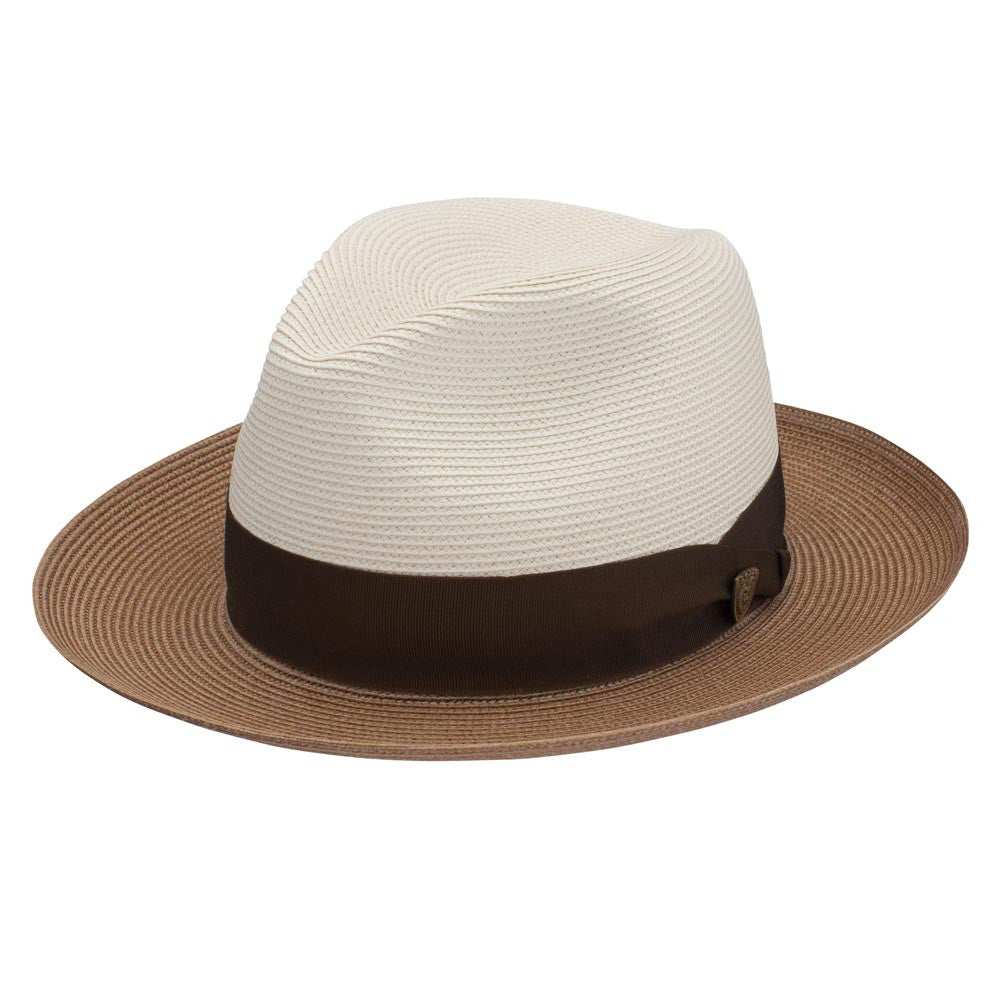 Dobbs Toledo Milan Straw Hat in Beige/Cognac
