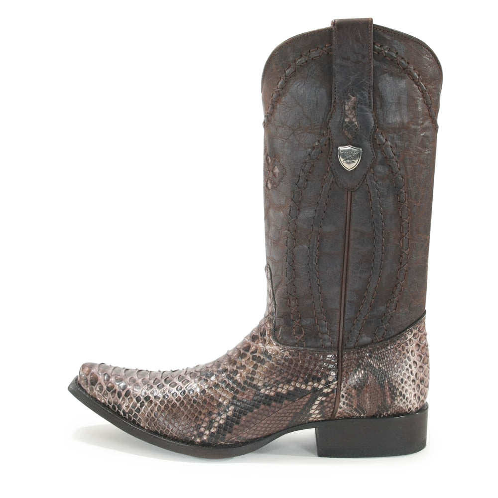 Wild West Rustic Brown Python Snip Toe Boots