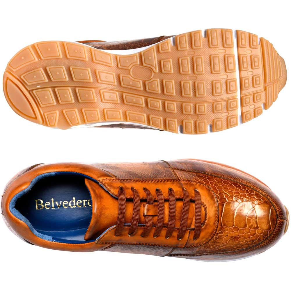 Belvedere Todd Antique Brandy Ostrich Men's Casual Sneakers