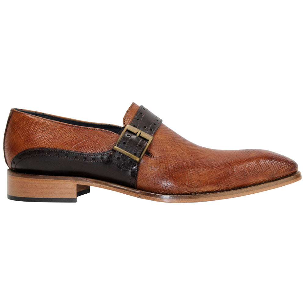 Duca Sezze Men's Cognac/Chocolate Snake Print/Calf-Skin Leather Loafers