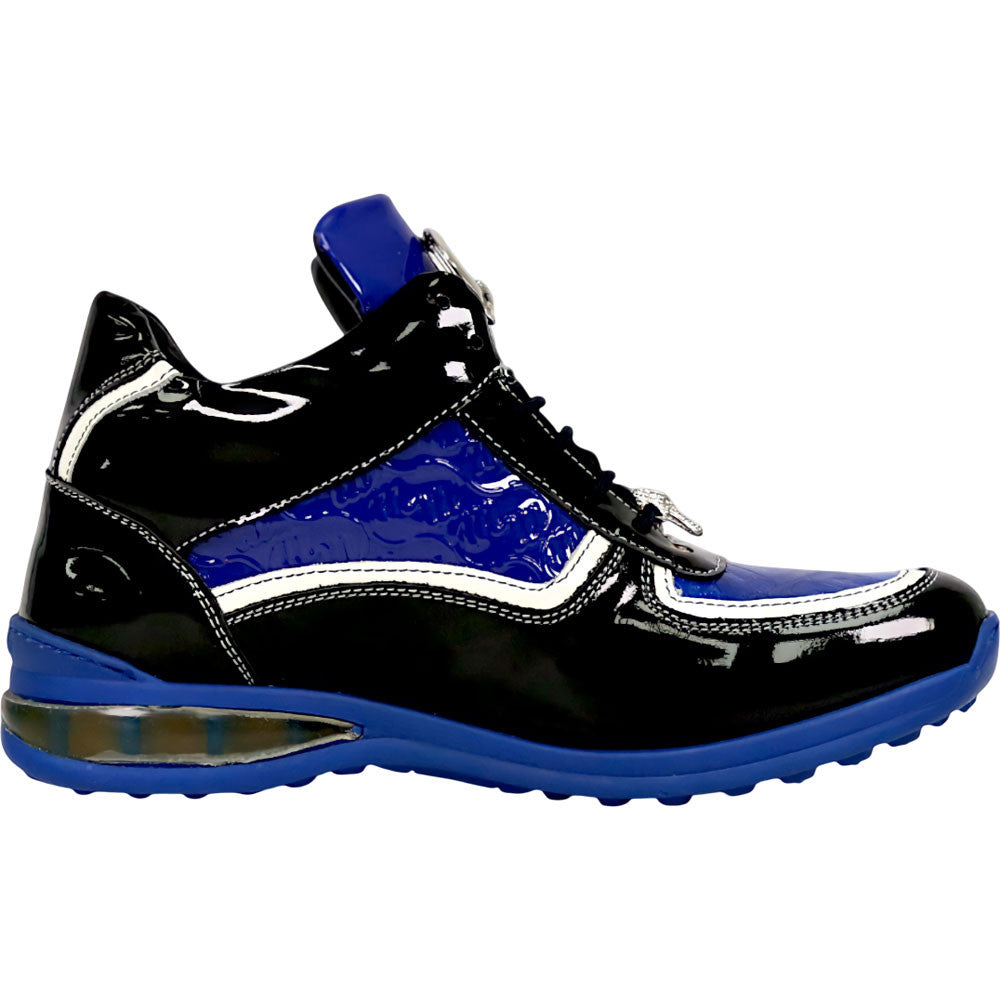 Mauri Quick Men's Black / Blue Baby Croc / Patent Leather High-Top Sneakers