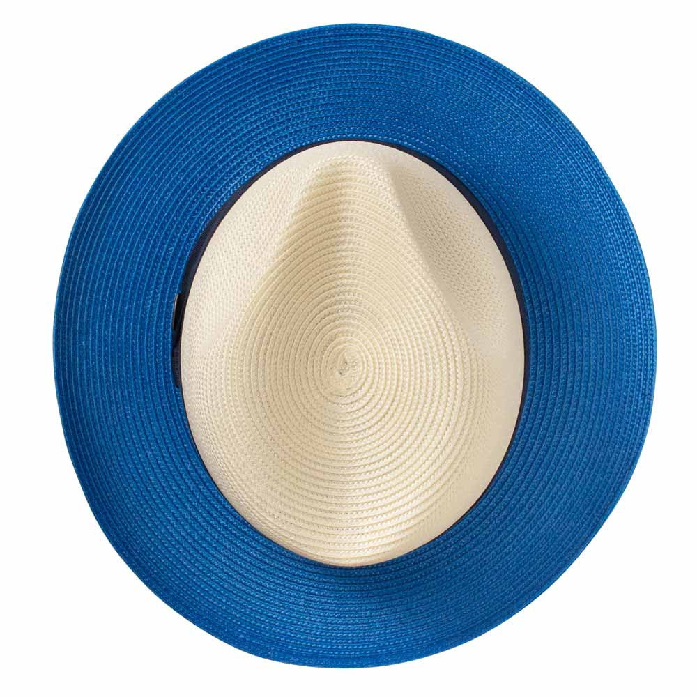 Dobbs Toledo Milan Straw Hat in Ivory/Royal