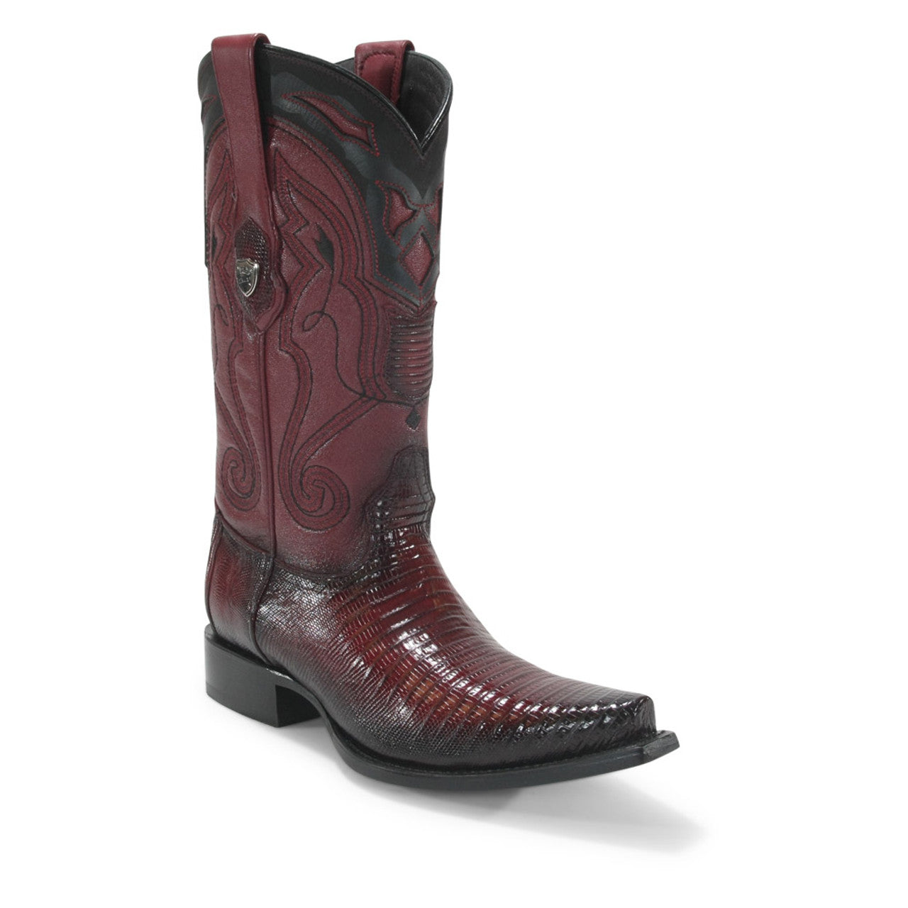 Wild West Burgundy Teju Lizard Snip Toe Boots