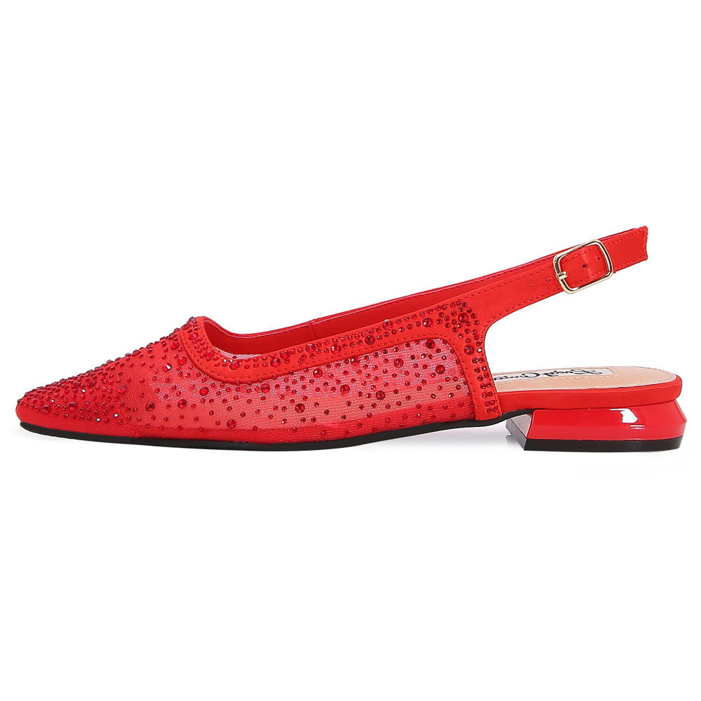 Lady Couture Kara 0.75” Block Heel Flats in Red