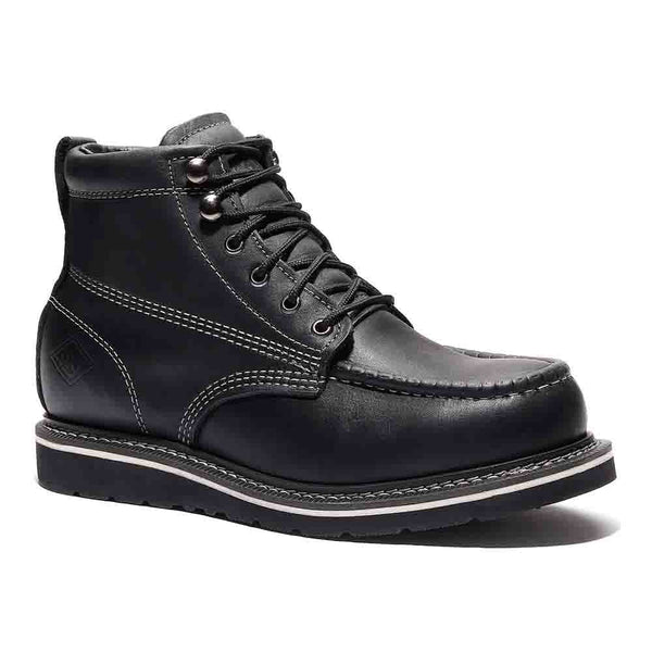 BONANZA Jet Black Full Grain Saddle Leather Work Boot