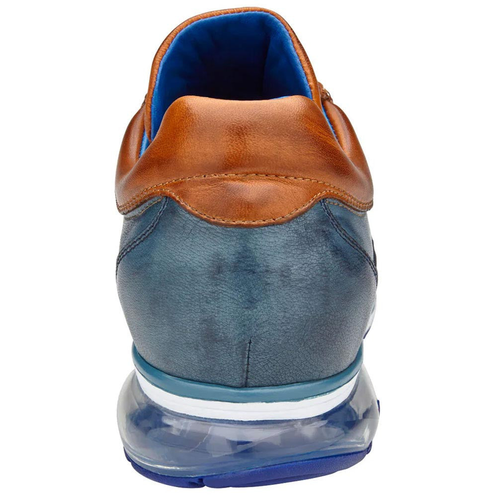 Belvedere Flash Antique Blue Safari/Almond Ostrich & Calfskin Sneakers