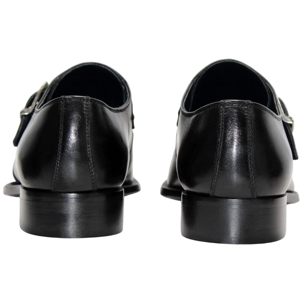 Duca Black Monk Strap Moc Toe Slip On