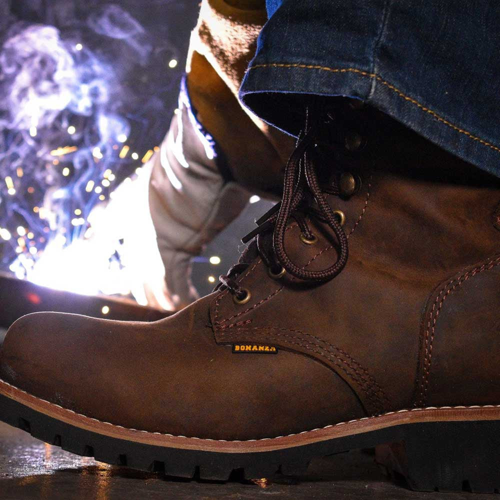 Bonanza Men’s Sierra 9-Inch Crazy Brown Logger Full Grain Leather Boots