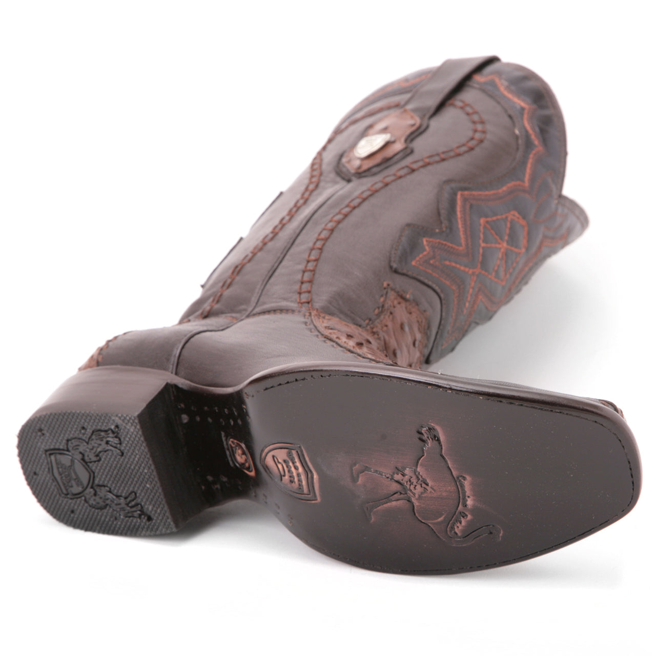 Wild West Brown Textured Genuine Ostrich & Leather Boots