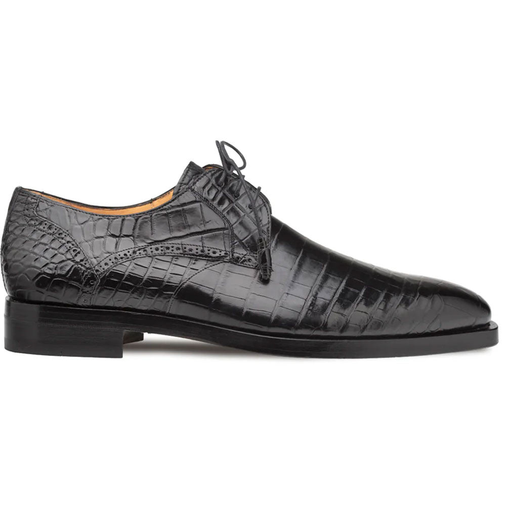 Mezlan Men's Genuine Alligator Black Derby Lace-Up Shoes