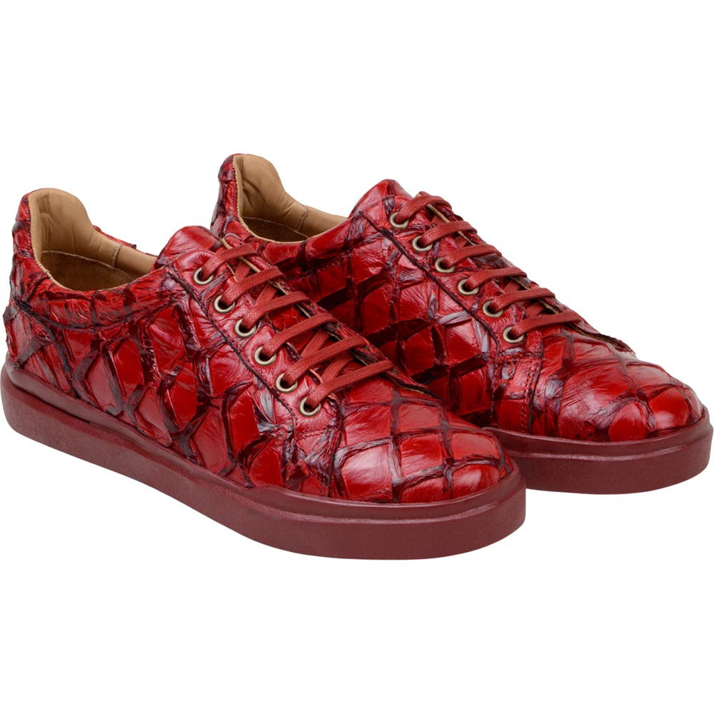 Belvedere Kingstone Red Men’s Genuine Pirarucu Sneakers