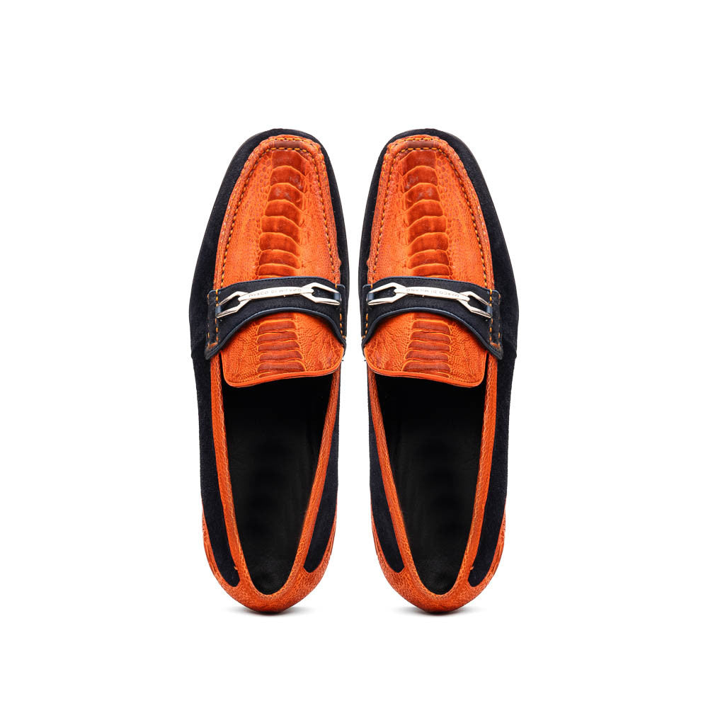 Marco Di Milano Hugo Ostrich Orange/Navy Loafers