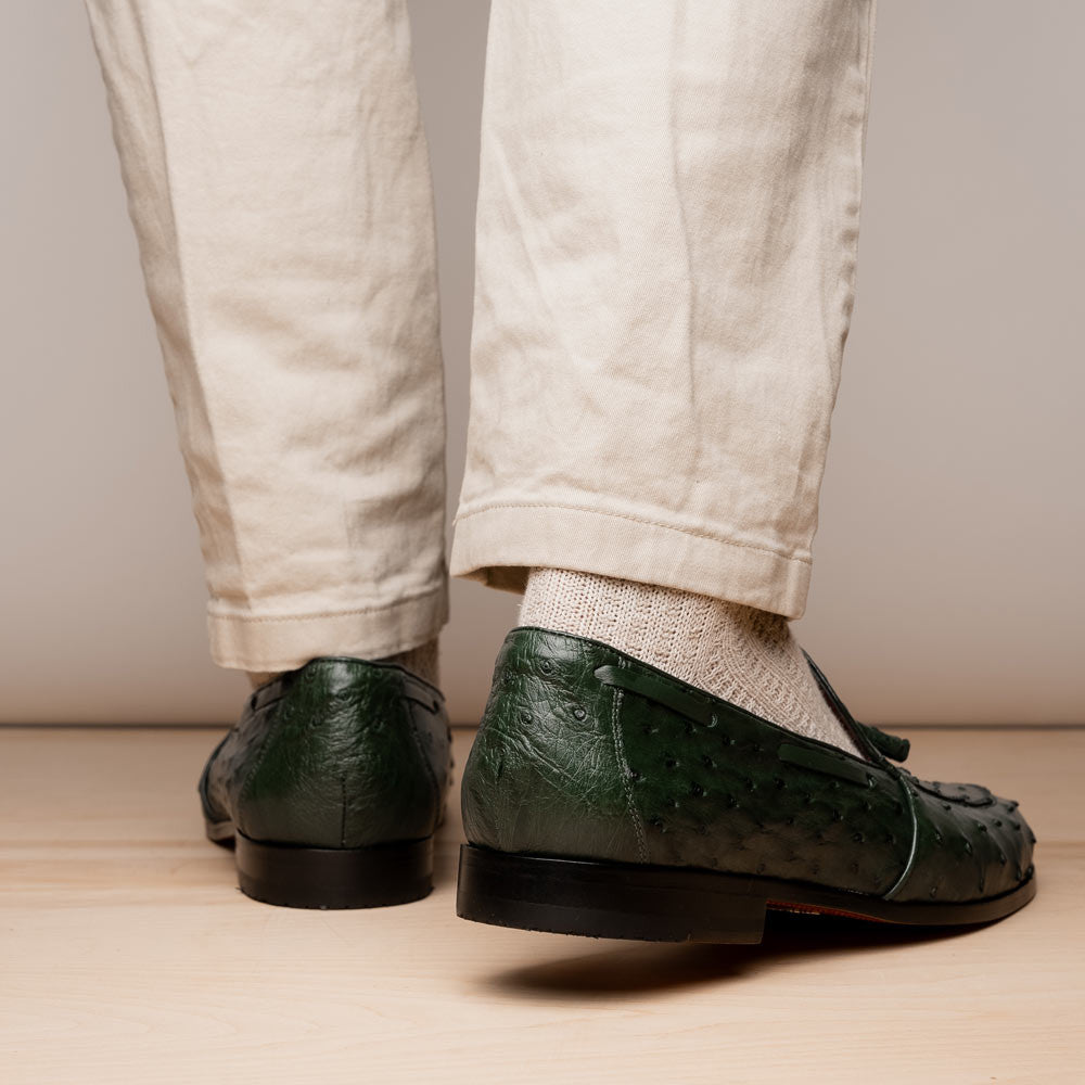 Marco Di Milano Aubiere Forest Green Ostrich Loafers