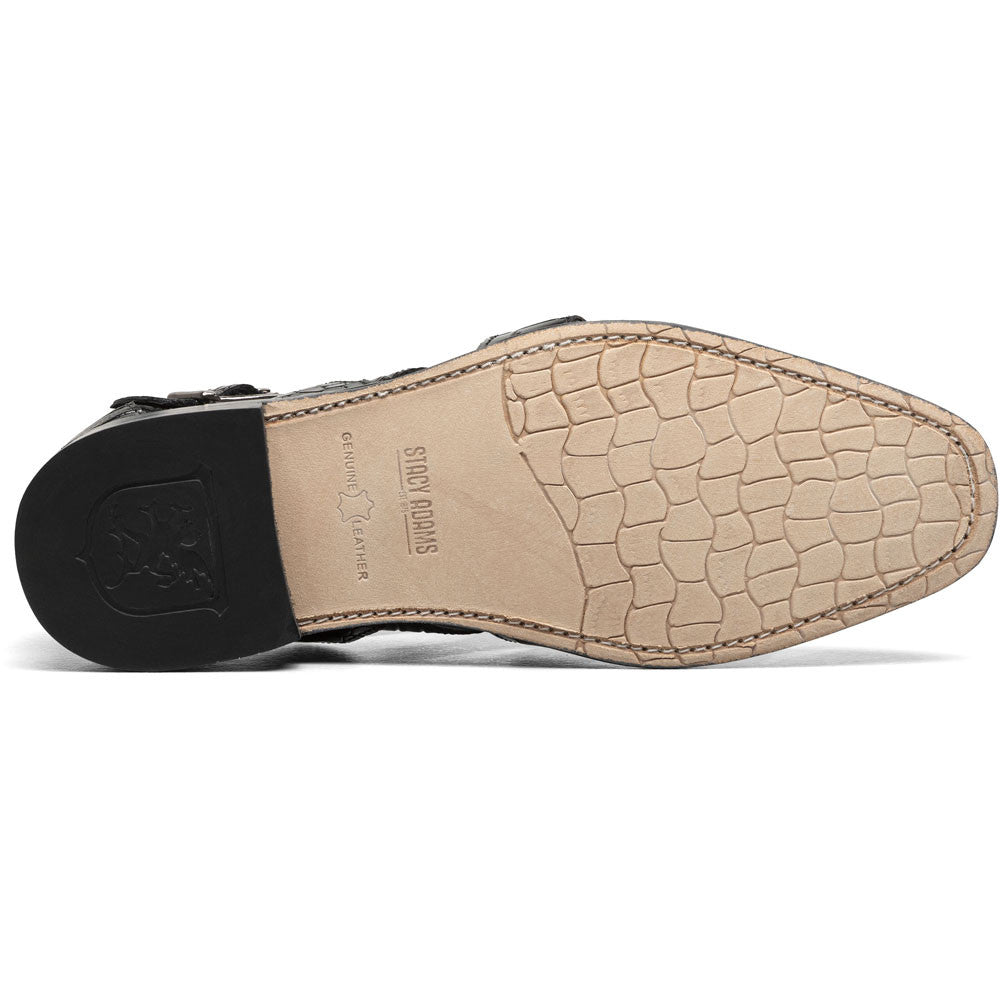 Stacy Adams Calandro Black Croco/Lizard Print Leather City Sandal (US Men Size)