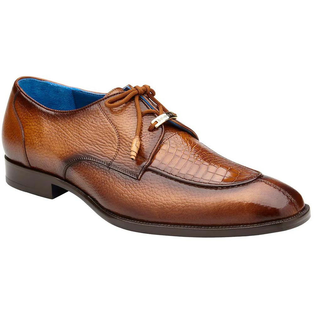 Belvedere Primo Almond Safari Men’s Alligator & Pebble Grain Calf Lace-Up Shoes