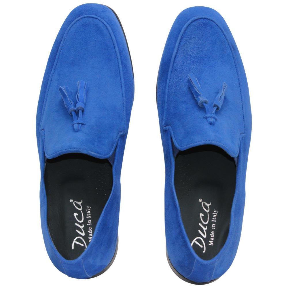 Anzio Sapphire Suede Dress Slip On | Duca Dress Loafers for Men