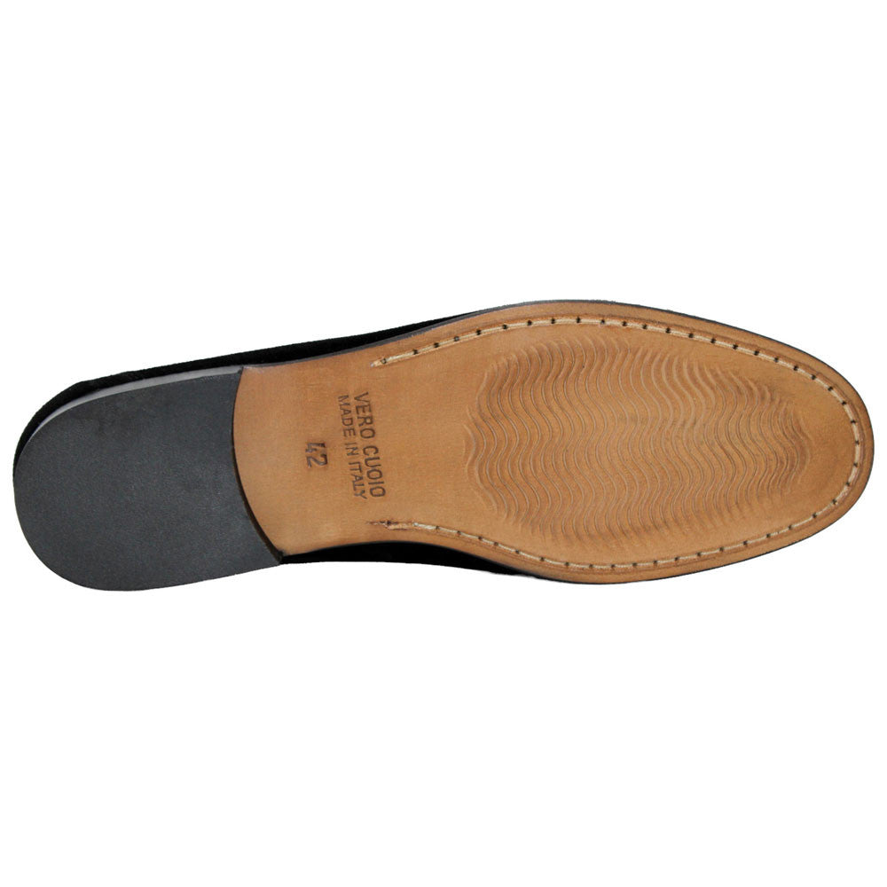 Termoli Black Suede Leather Slip On | Duca Dress Loafers for Men