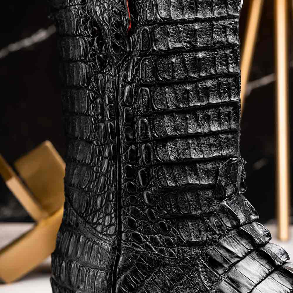 Marlboro Genuine Hornback Caiman Skin Black Cowboy Boot | Marco Di Milano Western Boots
