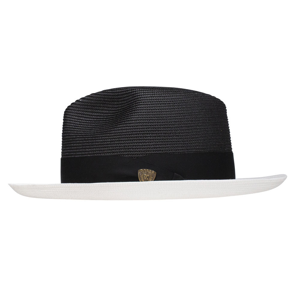 Dobbs Toledo Milan Straw Hat in Black/White