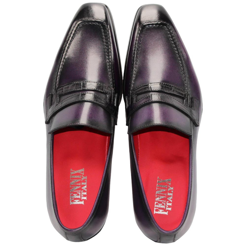 Fennix of Italy Genuine Alligator Skin LIAM Purple Dress Loafers (USA Men Size)
