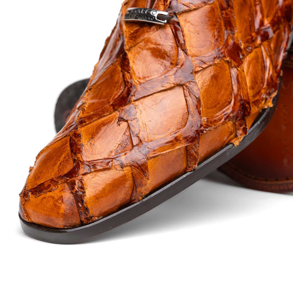 Olivieri Cognac Genuine Pirarucu Skin Classic Dress Oxford | Marco Di Milano