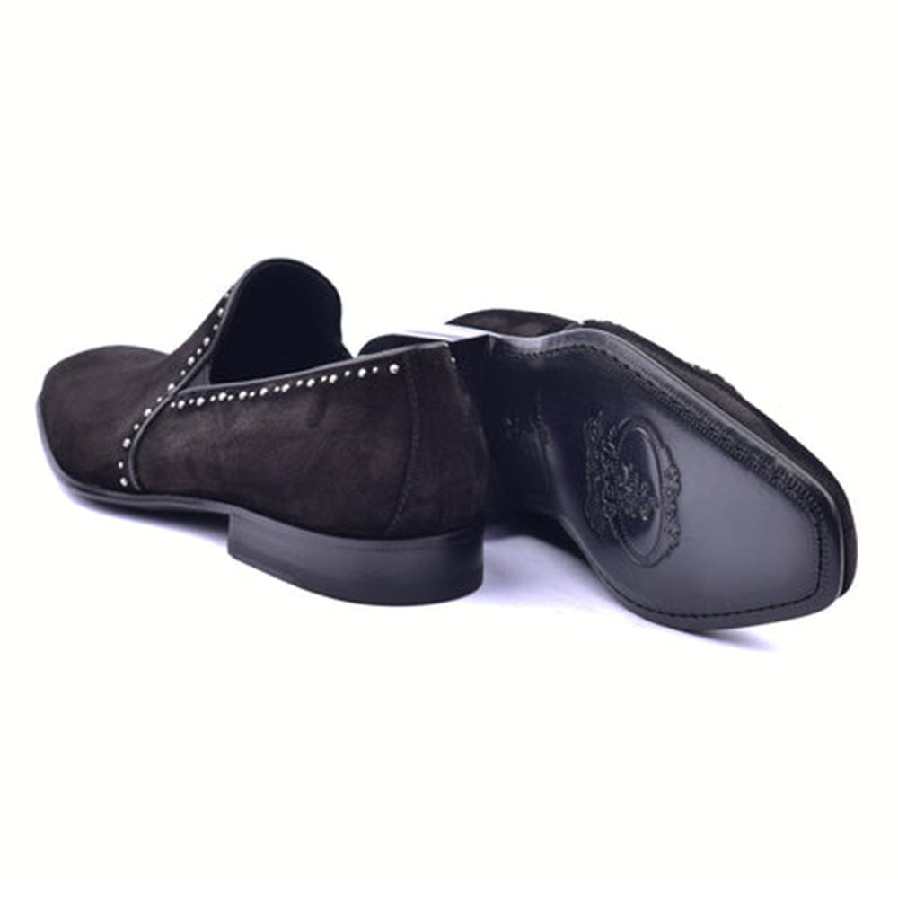 CORRENTE Black Plain Suede Slip On With Studs