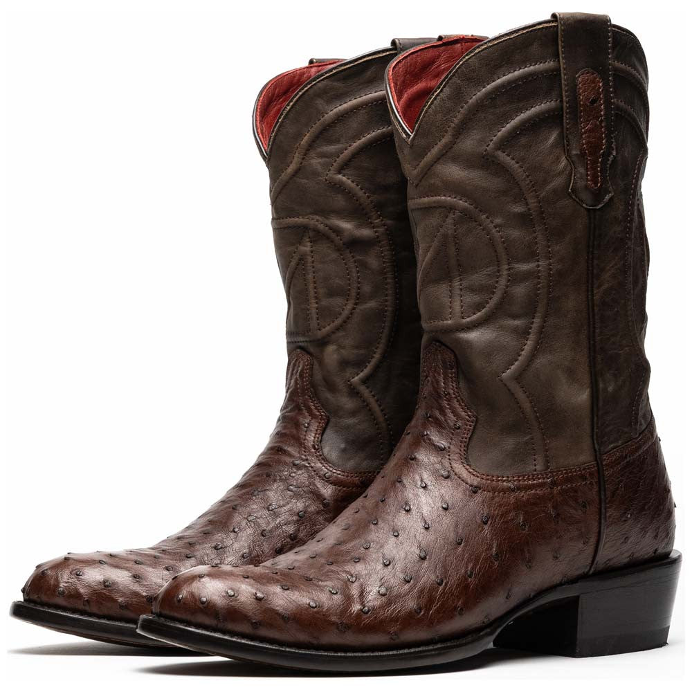 Savannah Genuine Full Quill Ostrich Skin Cowboy Tabac Boot | Marco Di Milano Western Boots