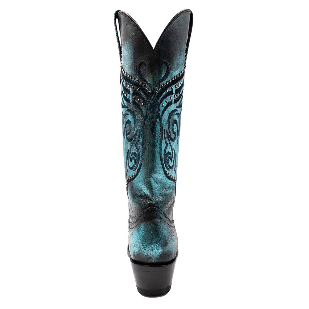 Ferrini Masquerade Electric Blue Metallic Full Grain Leather Snipped Toe Boots