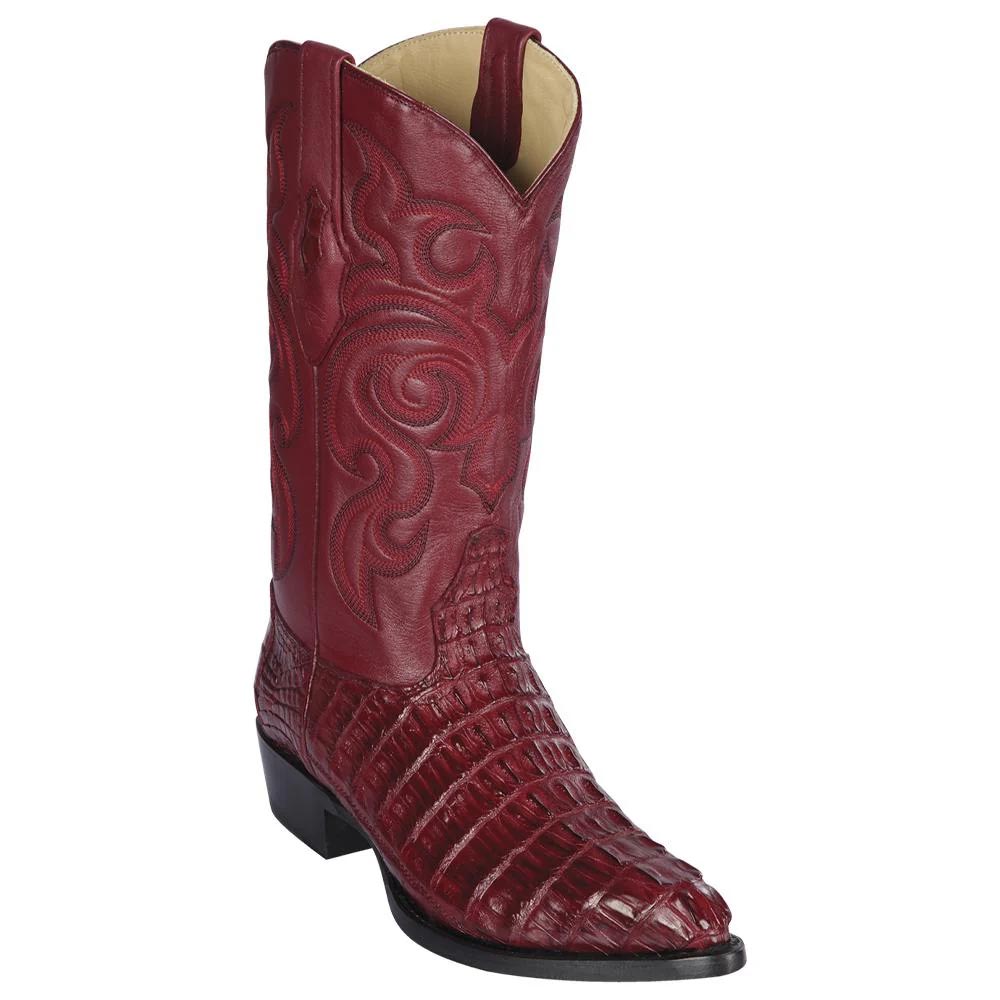 Los Altos Burgundy Genuine Caiman Crocodile Western Boots J Toe