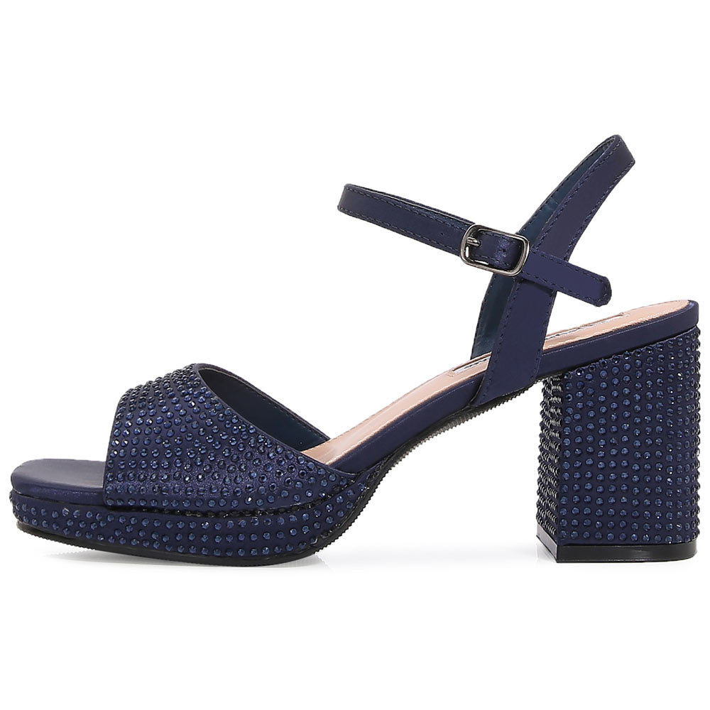 Lady Couture Judy 3” Block Heel Sandals in Navy