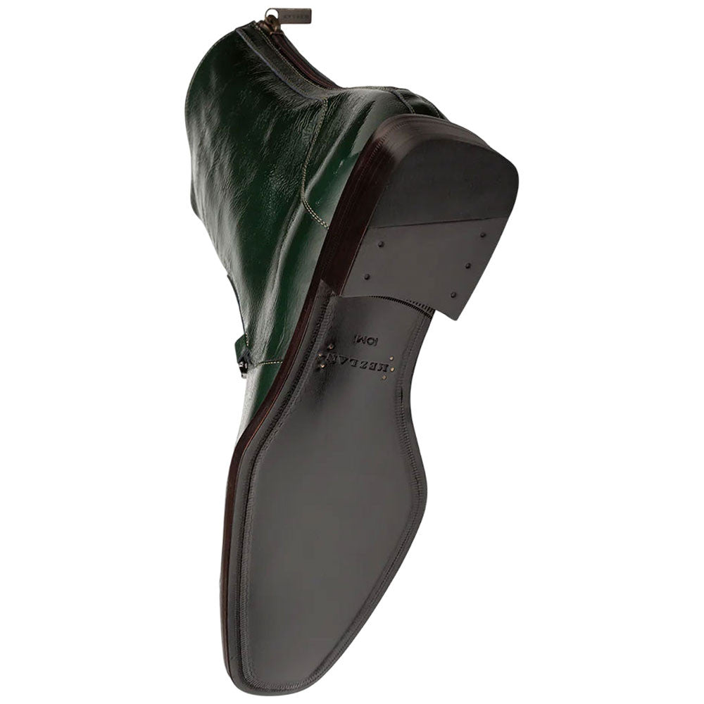 Buscemi Hi-Shine Square Toe Ornament Green Boot | Mezlan Dress Boot for Men