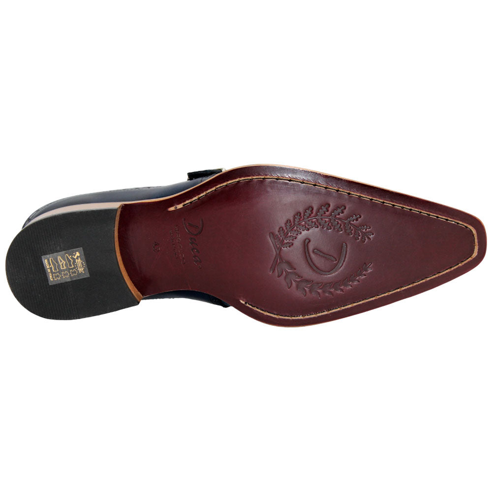 Duca Sezze Men's Powder Blue/Navy Snake Print/Calf-Skin Leather Loafers