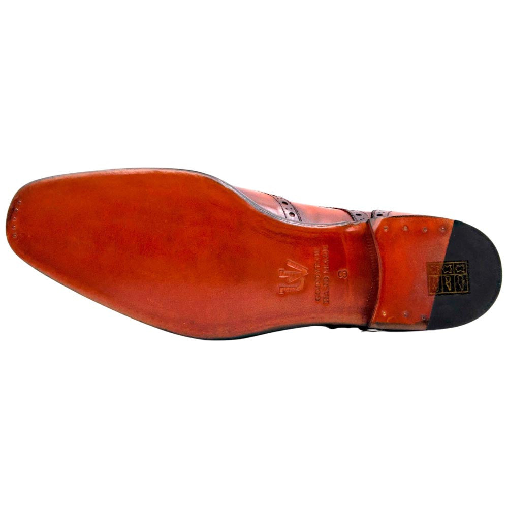 Ugo Vasare H and H Brogue Goodyear Welt Wingtip Bubble Toe Camel Dress Shoes