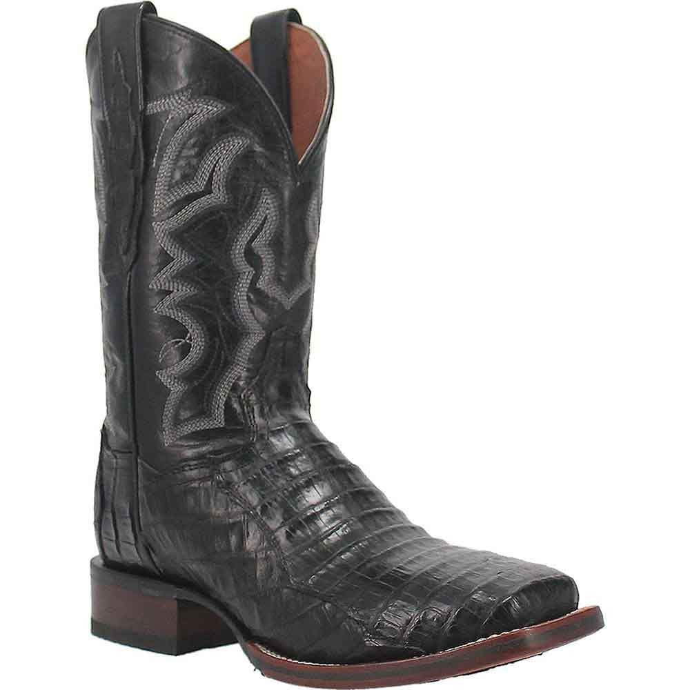 Dan Post Kingsly Caiman Crocodile Skin Black Western Cowboy Boot (USA Men Size)