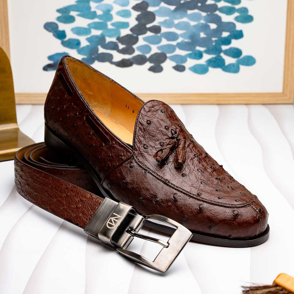 Marco Di Milano Aubiere Brown Ostrich Loafers