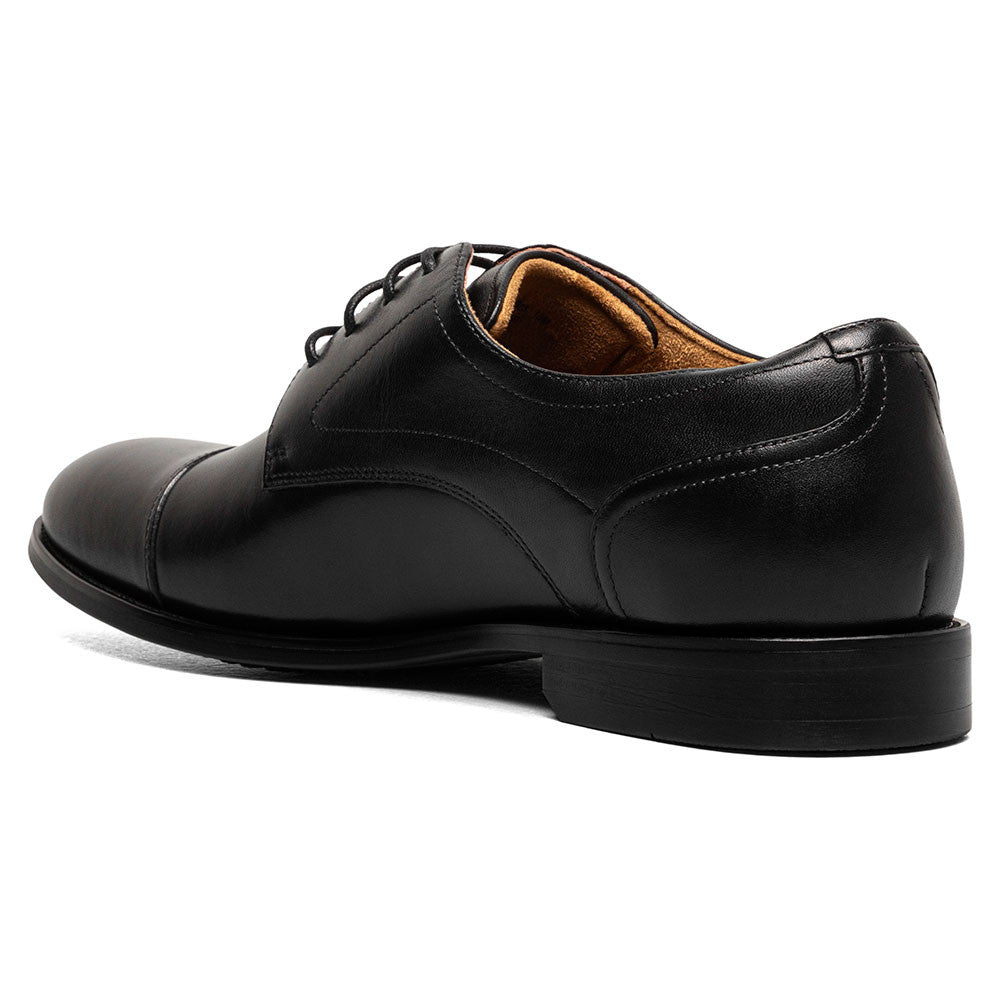 Florsheim Rucci Black Smooth Leather Cap Toe Derby Dress Shoes