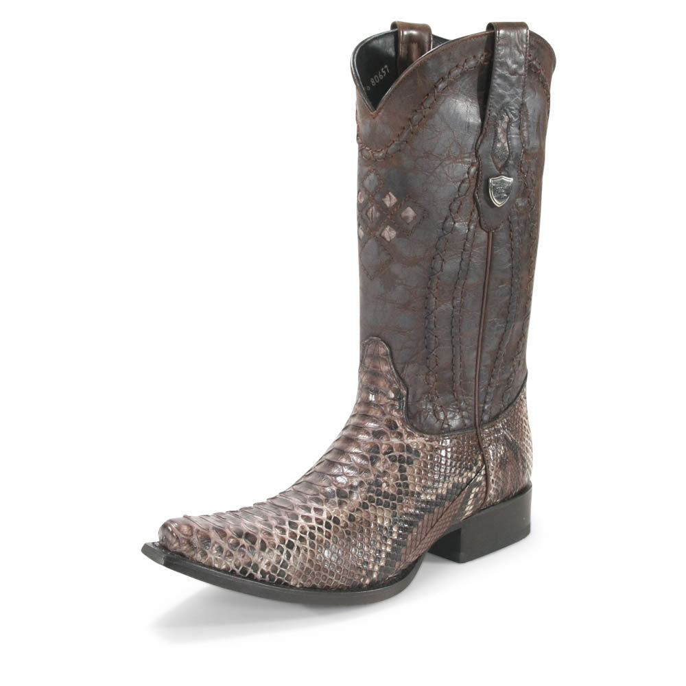 Wild West Rustic Brown Python Snip Toe Boots