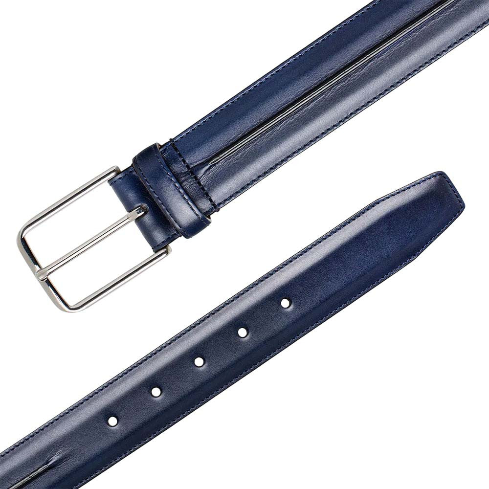 Mezlan Men's Classic Center Piperd Calfskin Belt in Blue