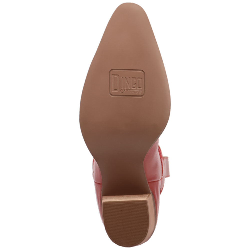 Hensley Leather Red-on-Red Embroidered Wooden Block Heel Snip Toe Women Boot | Dingo Western Cowgirl Boots