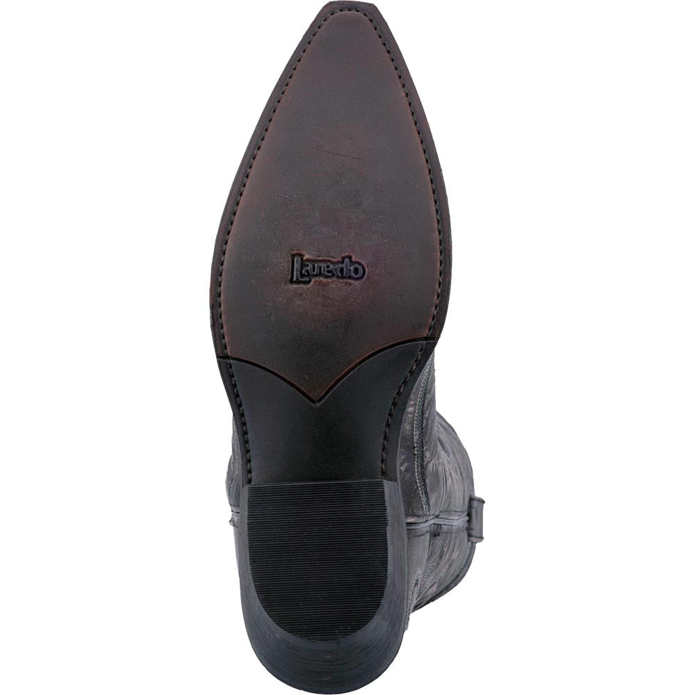 Laredo Garrett Black Distress Leather Snip Toe Western Cowboy Boot (US Men Size)