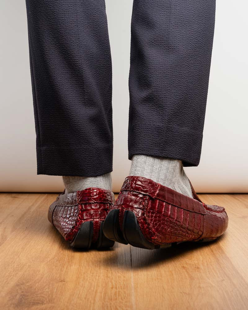 Marco Di Milano Remo Wine Caiman Driving Slip-On Loafers