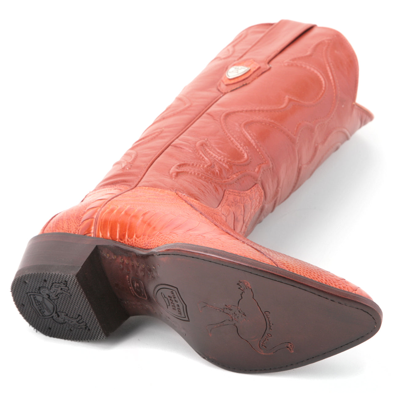 Wild West Cognac Genuine Ostrich Leg Boots