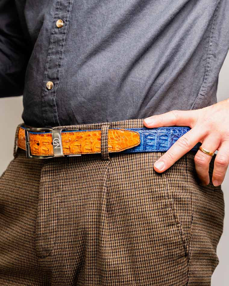 Marco Di Milano Men’s Caiman Back & Belly Leather Belt Luciano