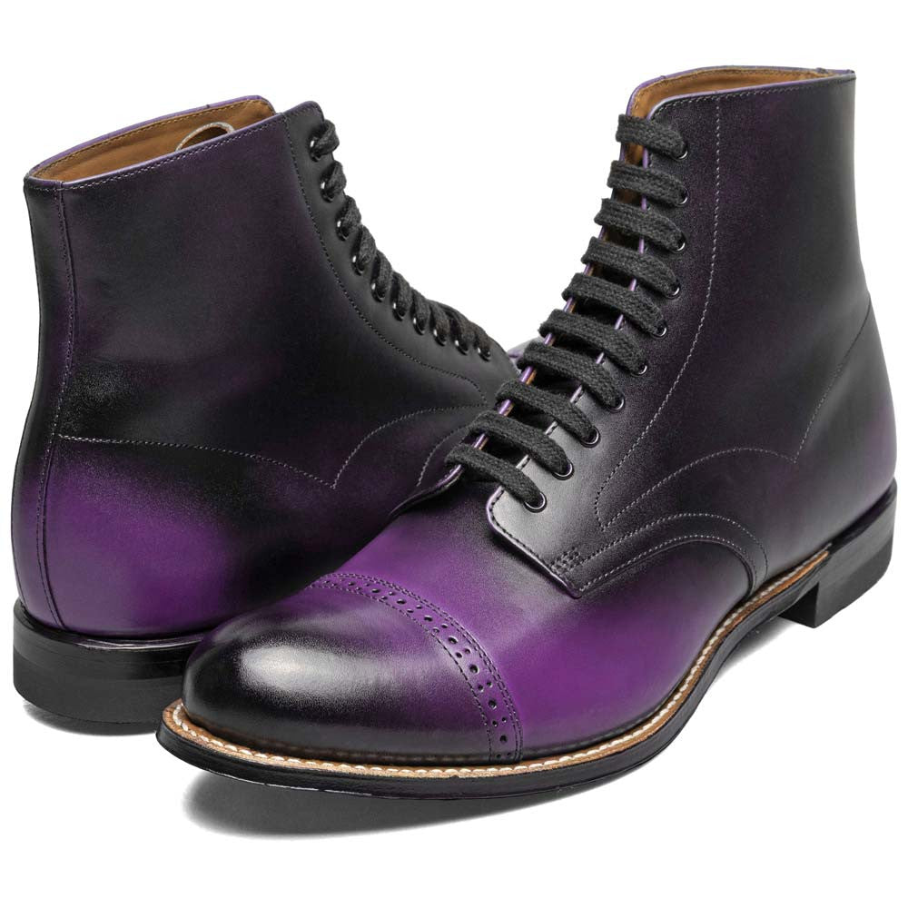 Stacy Adams Madison Purple Anaconda Print Leather Cap Toe Boots (USA Men Size)