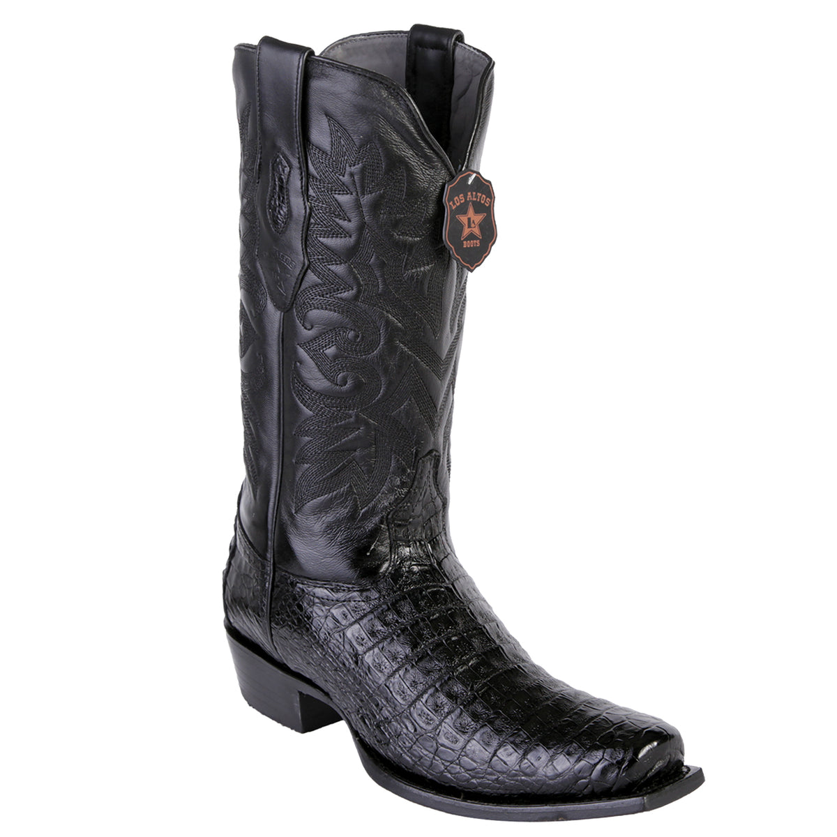 Los Altos Black Caiman Belly 7 Toe Boots
