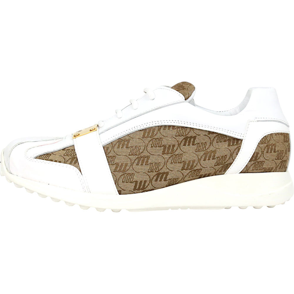 Mauri Kingsman Men's White / Beige Exotic Crocodile / Fabric / Nappa / Patent Leather Casual Sneaker