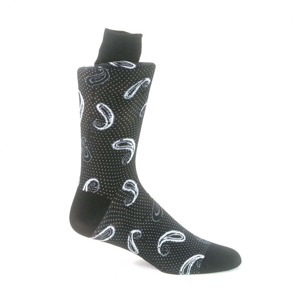 Tallia Black & Grey Floral Motif Socks for Men