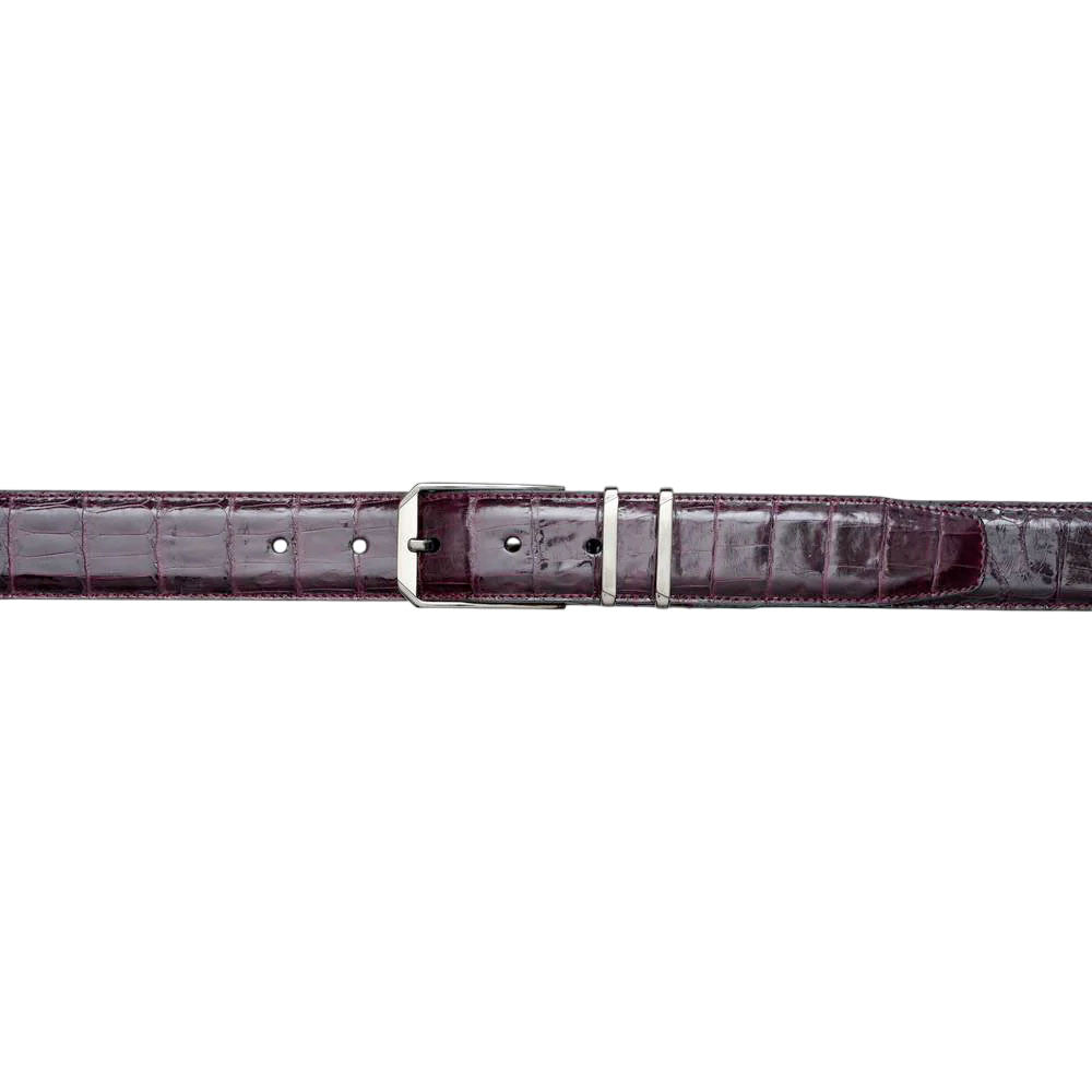 Mezlan Men's Genuine Crocodile Belt Burgundy