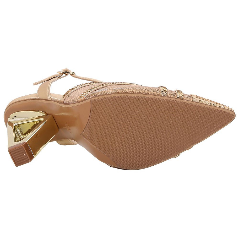 Lady Couture Gala 3.5” Sculpted Heel Pumps in Gold