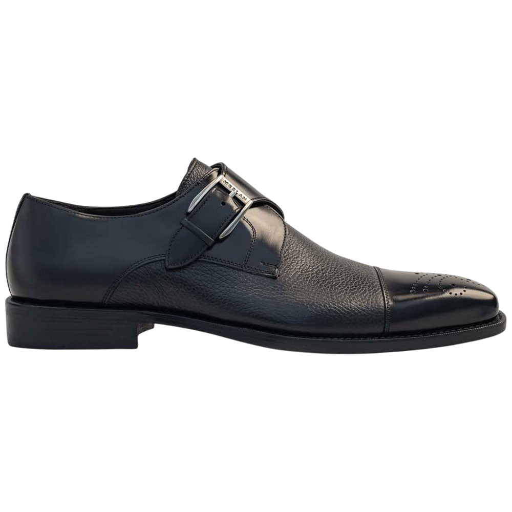 Phoenix Black Genuine Deerskin Monkstraps by Mezlan